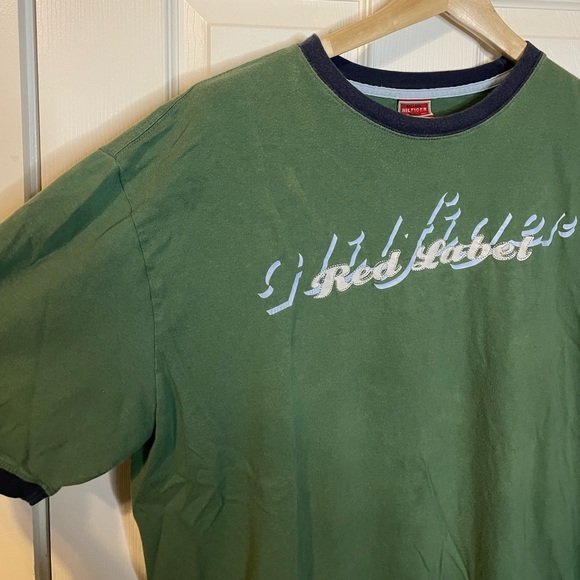 VTG Tommy Hilfiger Red Label green graphic ringer tee early 2000s sz XL - Picture 2 of 7